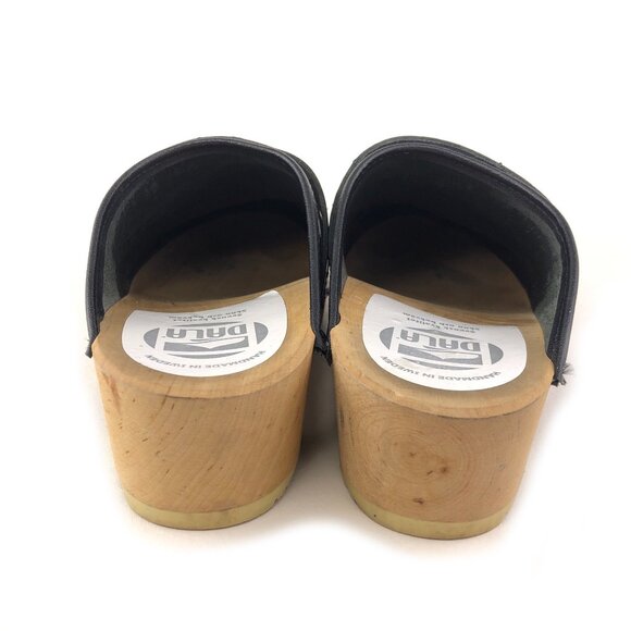 Dala Black Patent Leather Swedish Wooden Clogs EUR 40 - Picture 6 of 14